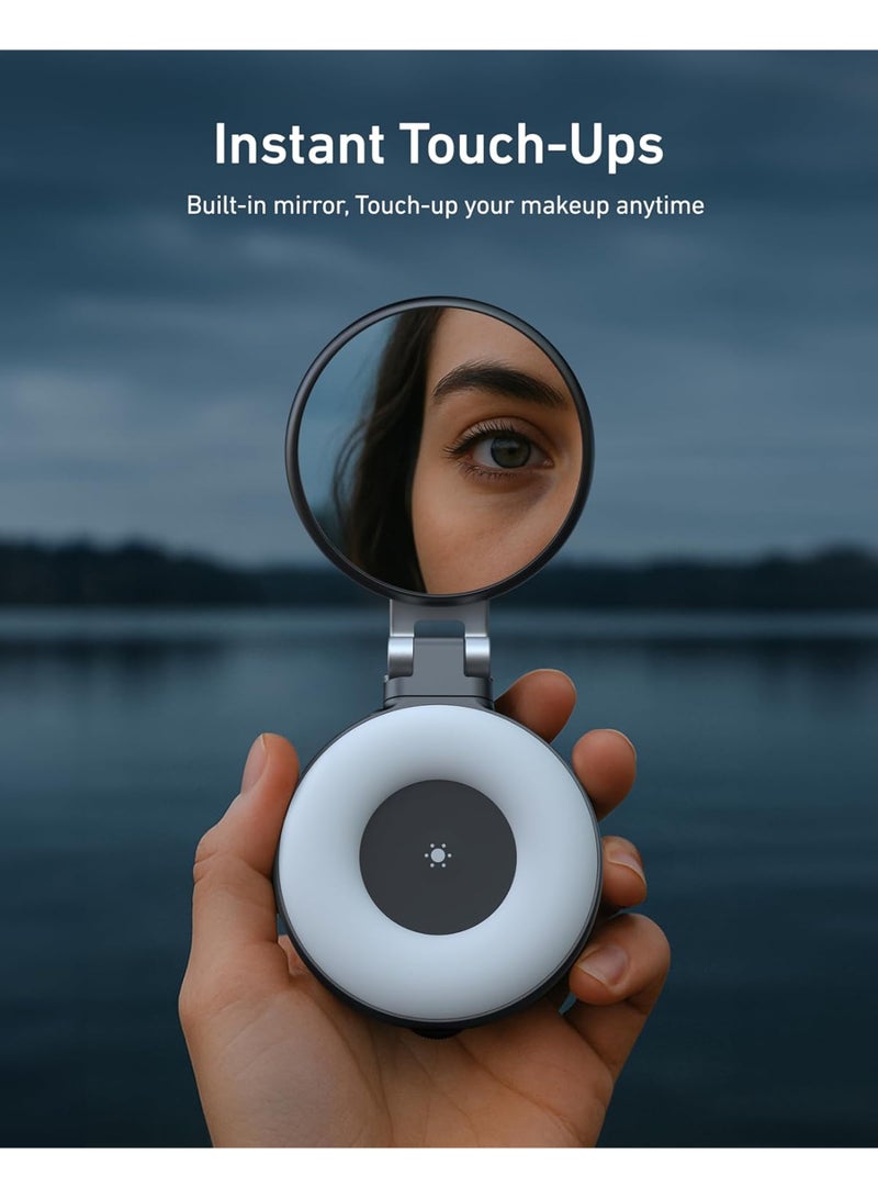 TELESIN C03 Magnetic Phone Beauty Selfie Light Compatible with iPhone Magsafe, CRI97 360° LED Selfie Ring Fill Light with Mirror for Selfies/Photography/TikTok/Zoom Calls/Video Conference(Black) - Image 3